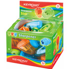 Temperówka KEYROAD Star, plastikowa, podwójna, z pojemnikiem, display, mix kolorów